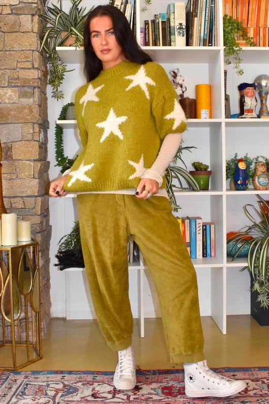 Big Softie Star Short Sleeve Knit Olive